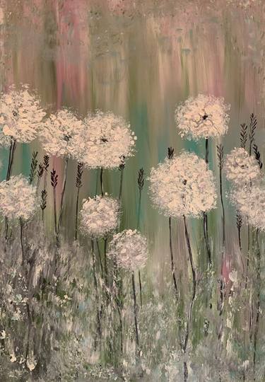 ''Gentle Dream'' Dandelion Flowers, Acrylic on Canvas thumb