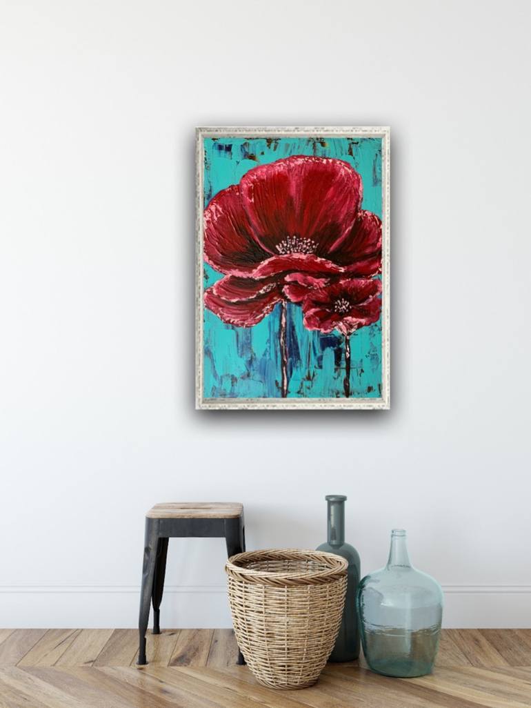 Original Abstract Floral Painting by Elena Tuncer