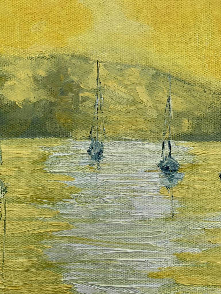 Original Abstract Yacht Painting by Elena Tuncer