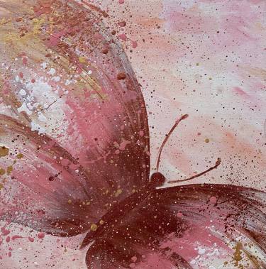 ''Dance Routine'' Pink Butterfly Acrylic Painting thumb