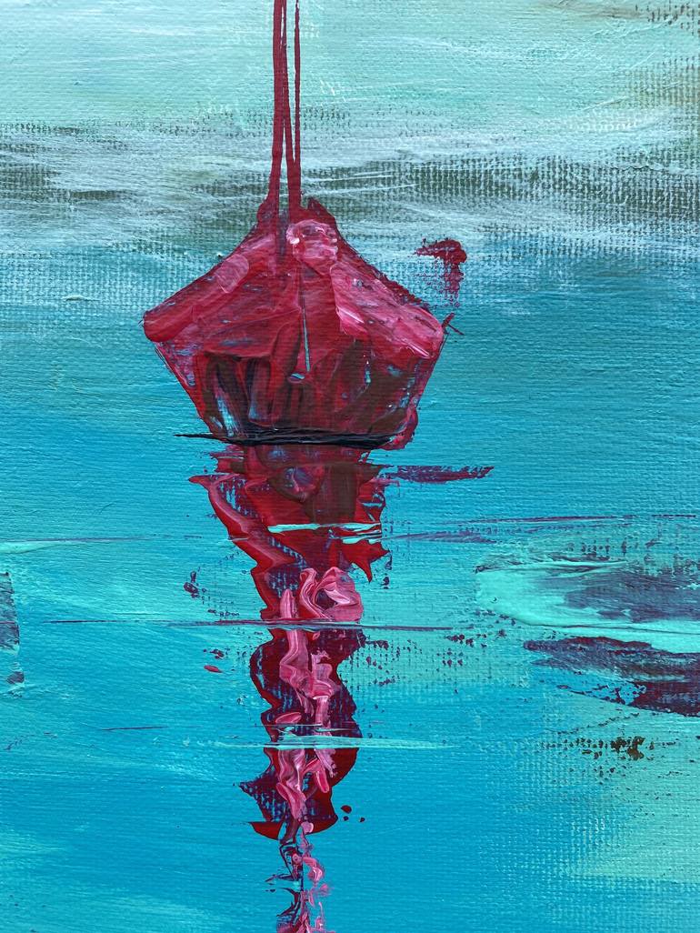 Original Abstract Sailboat Painting by Elena Tuncer