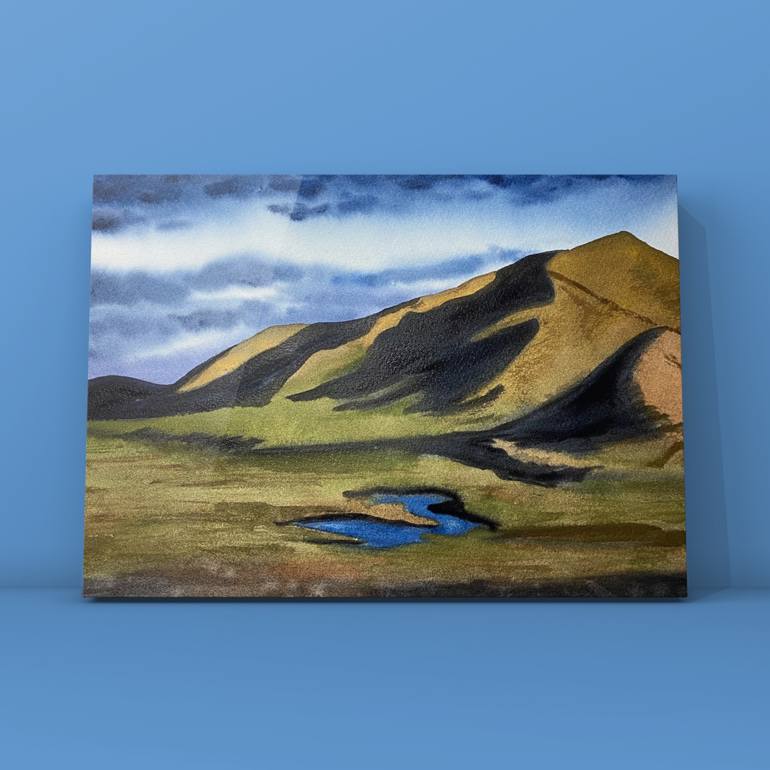 Original Art Deco Landscape Painting by Elena Tuncer