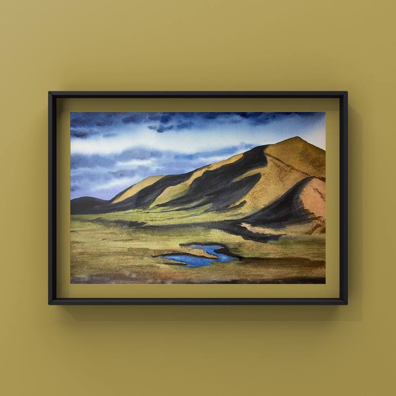 Original Art Deco Landscape Painting by Elena Tuncer