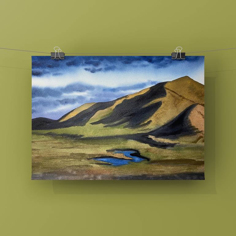 Original Art Deco Landscape Painting by Elena Tuncer