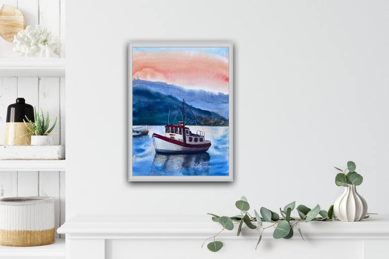 Original Conceptual Boat Painting by Elena Tuncer