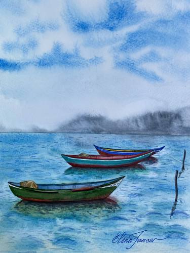 Print of Boat Paintings by Elena Tuncer