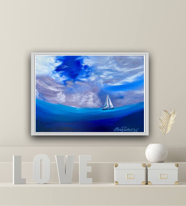 Original Abstract Seascape Painting by Elena Tuncer