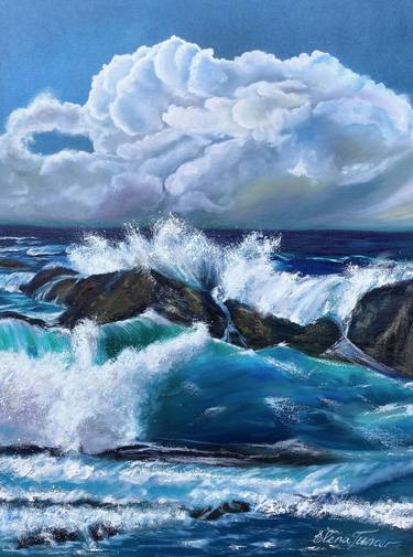 "Breathing" Seascape Wave Sky Oil Painting thumb