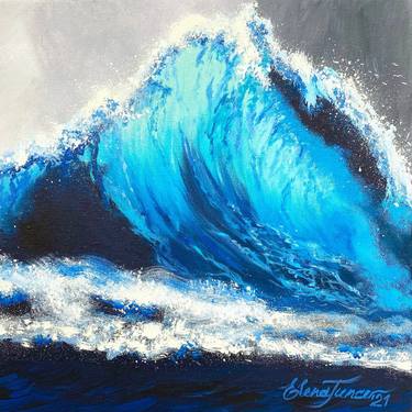 " The Atlantic Wave" Seascape Original Painting, Acrylic Canvas thumb