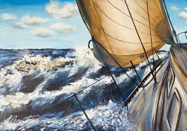 "Choice" Sailing Yacht Open Sea, Acrylic on Canvas thumb