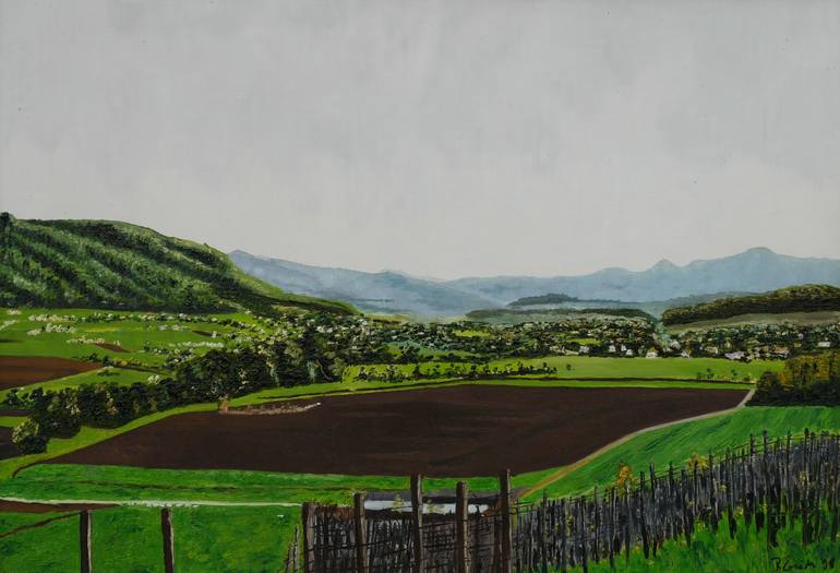 Original Landscape Painting by Pierre-francois Bocion | Other Art on Canvas | Spring at the Leimental (border of Switzerland/France)