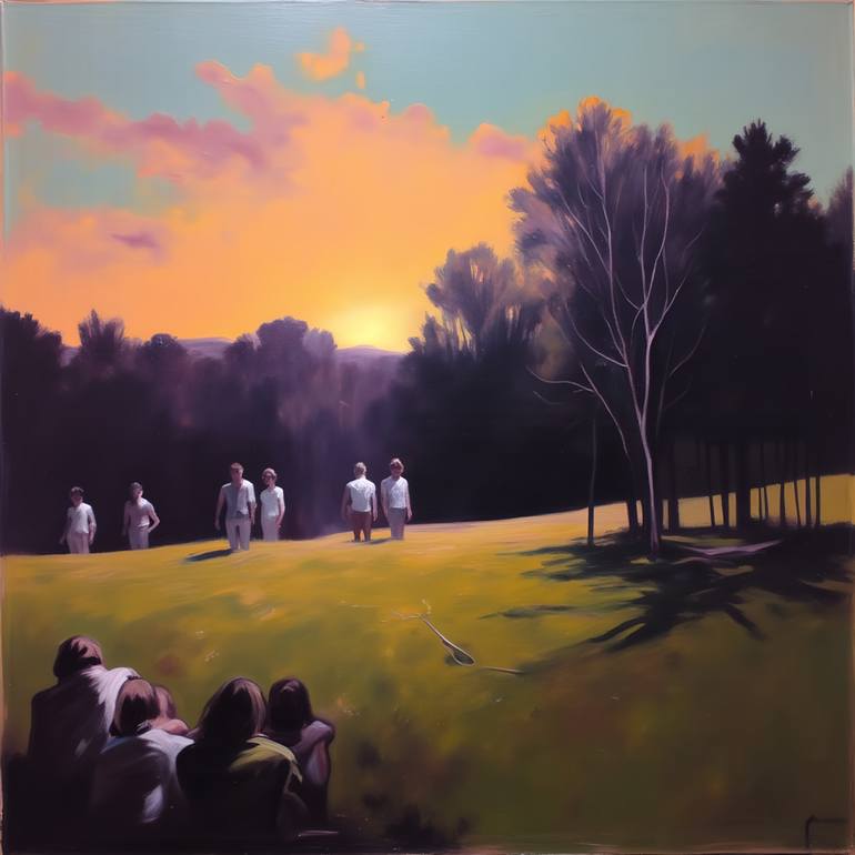 portrait landscape figures ocean water pool tree 3008 Original Painting by jonathan menashy