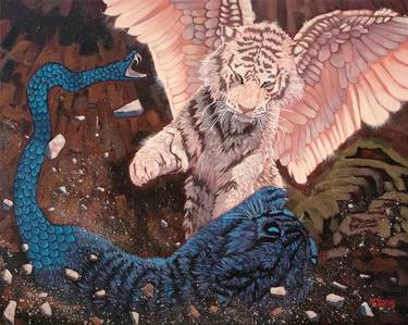 Angel and demon fantasy tigers thumb