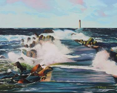 Lighthouse pathway oil painting thumb