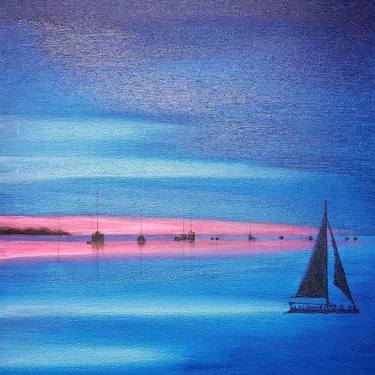 Print of Impressionism Sailboat Paintings by Petcharut Channongsuang