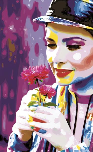 portrait of a woman with a flower expressionism style 9 thumb