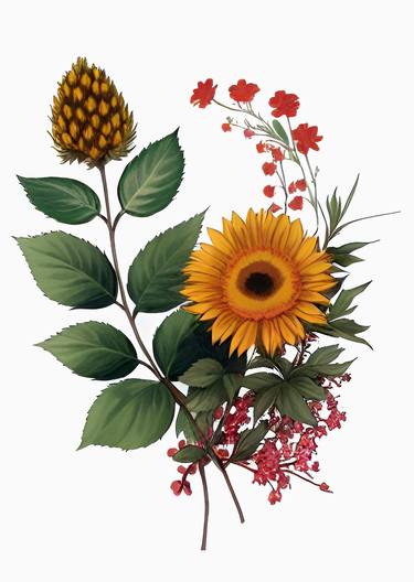 Original Art Deco Floral Painting by Radii Sivak