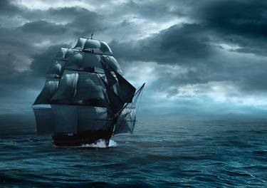 Sailing ship at sea storm thumb