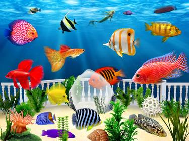 Undersea world. Beautiful seabed with fish thumb