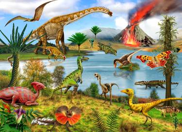 Dinosaur. Stegosaurus. Prehistoric Life of Dinosaurs. thumb