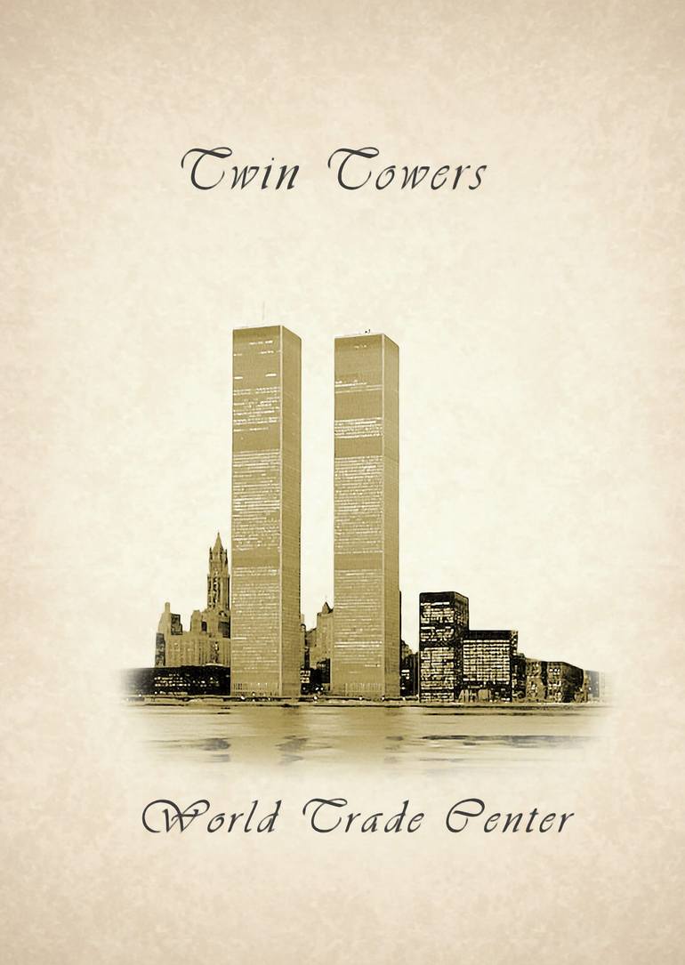 Pensil Drawing twin tower 98653243879 Sketch Small Painting ink drawing - Print