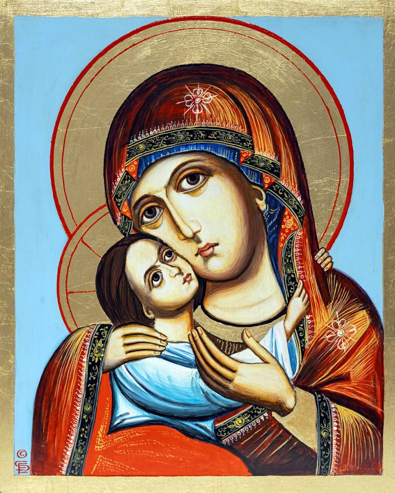 Virgin Mary with Baby Jesus Painting by Ekaterina Stoyanova | Saatchi Art