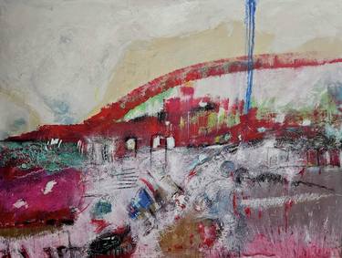 Original Abstract Landscape Mixed Media by Paola Bidinelli