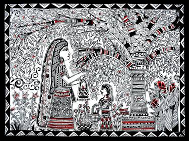 Original Folk Garden Drawings by Seema Kumar