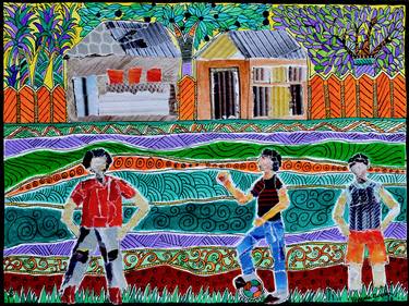 Print of Folk Children Collage by Seema Kumar