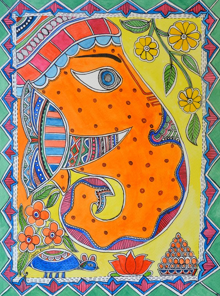Ganpati Painting by Seema Kumar | Saatchi Art