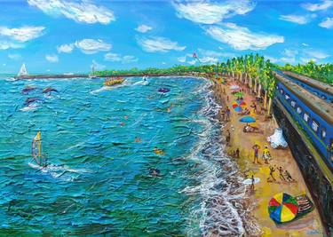 Original Realism Beach Paintings by Yuliia Mahda