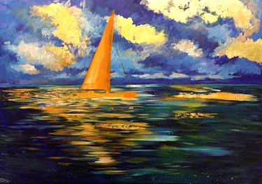 Sailing in golden clouds thumb