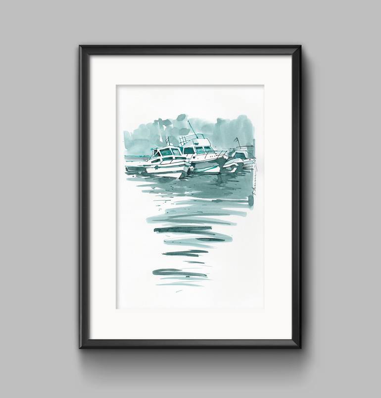 Original Contemporary Yacht Drawing by Tatiana Alekseeva