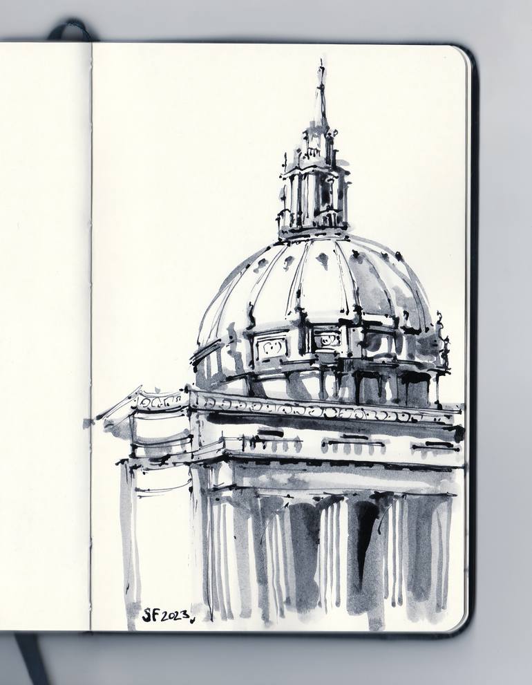 Original Expressionism Cities Drawing by Tatiana Alekseeva