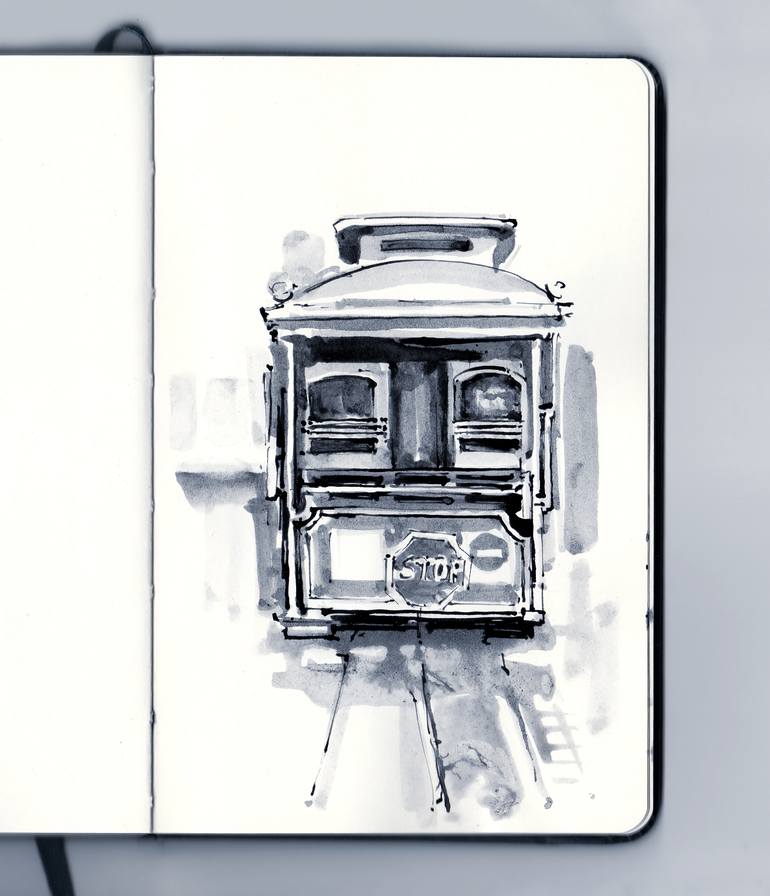 Original Expressionism Cities Drawing by Tatiana Alekseeva