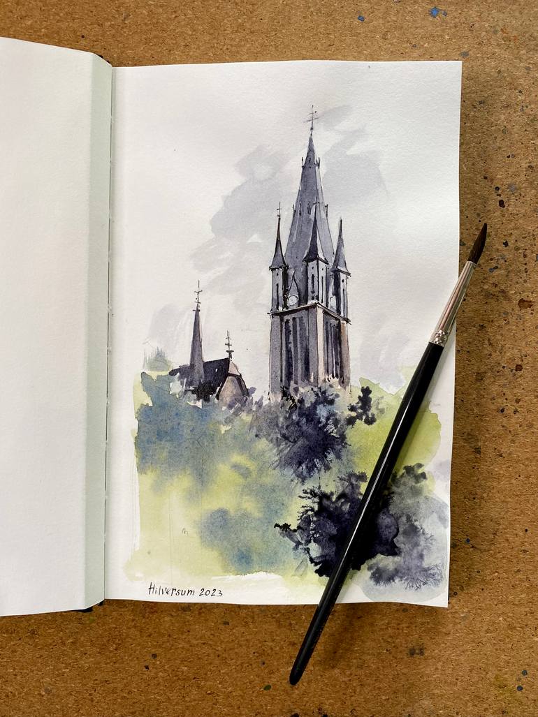 Original Expressionism Architecture Painting by Tatiana Alekseeva