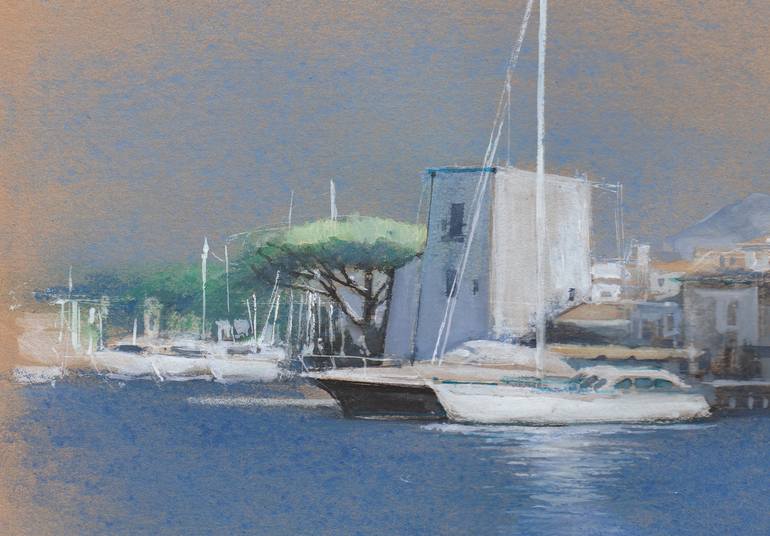 Original Impressionism Yacht Drawing by Tatiana Alekseeva