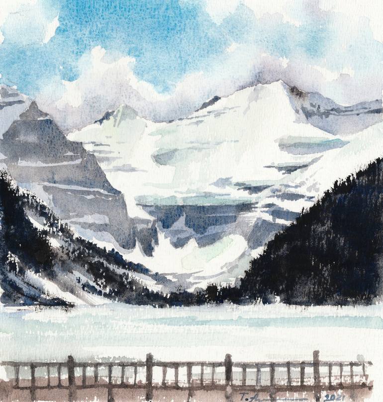 Lake Louise in the winter Painting by Tatiana Alekseeva | Saatchi Art
