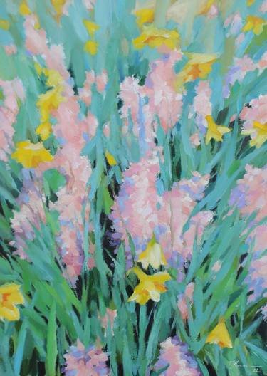 Flower Meadow. Hyacinths and Daffodils. thumb