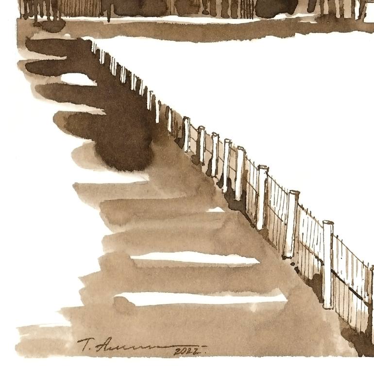 Original Abstract Landscape Drawing by Tatiana Alekseeva