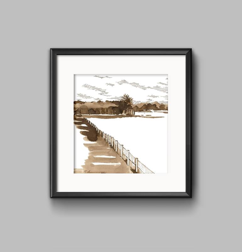 Original Abstract Landscape Drawing by Tatiana Alekseeva