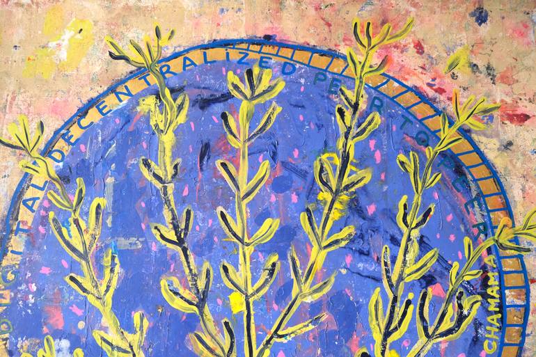Original Art Deco Botanic Painting by Andrea Plaza