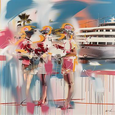 Original Abstract Expressionism Boat Mixed Media by Michel Katz