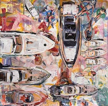 Original Expressionism Boat Mixed Media by Michel Katz