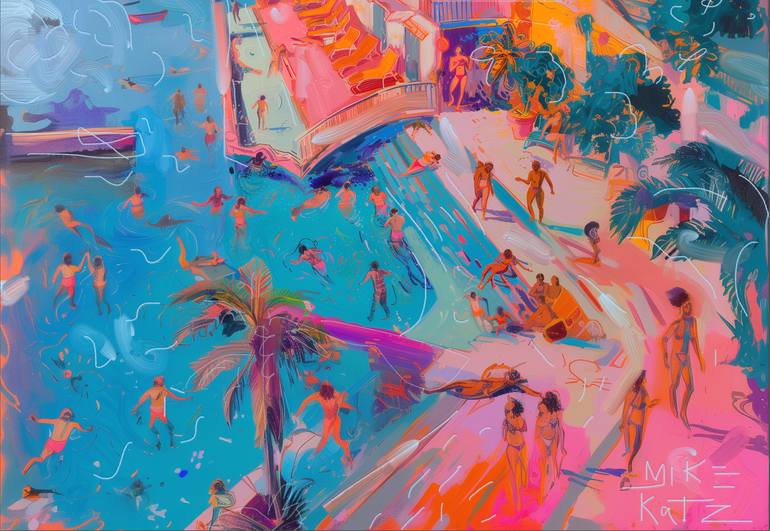 Original Abstract Beach Mixed Media by Michel Katz