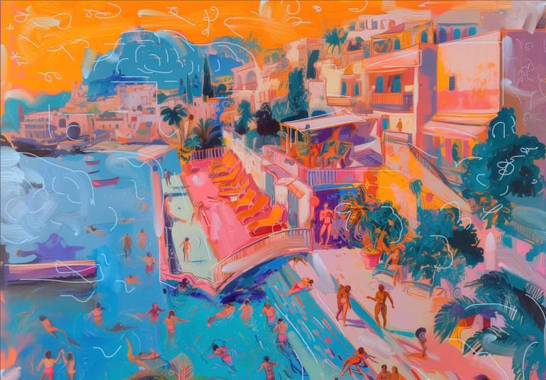Original Abstract Beach Mixed Media by Michel Katz