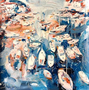Original Abstract Boat Mixed Media by Michel Katz