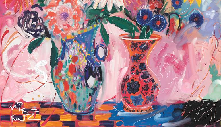 Original Abstract Nature Mixed Media by Michel Katz