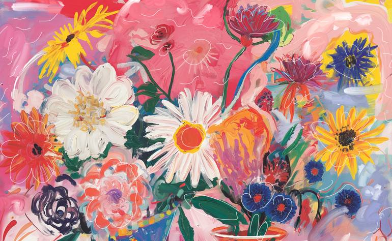 Original Abstract Nature Mixed Media by Michel Katz