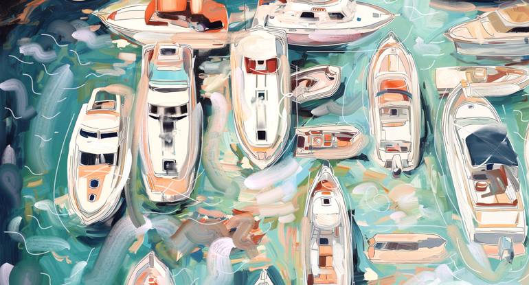 Original Algorithmic Abstract Painting by Michel Katz